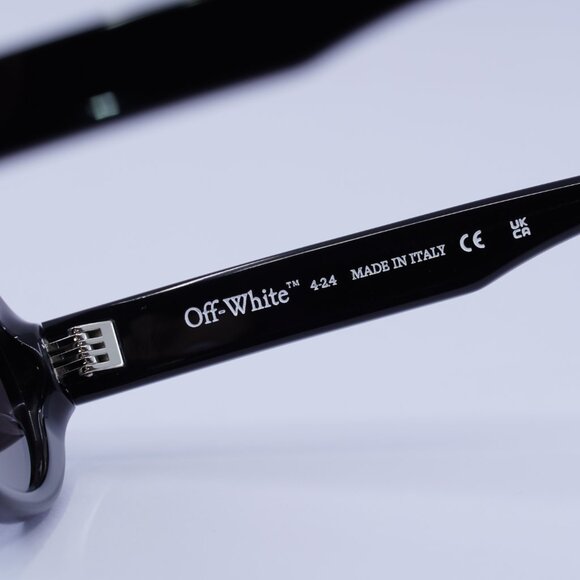 Off-White OERI13G EDISON 1007 Sunglasses Black Oval Frame, Grey Lenses